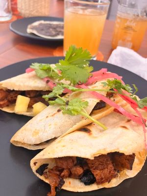Tacos de pastor vegan at Hipatia Café in Guadalajara