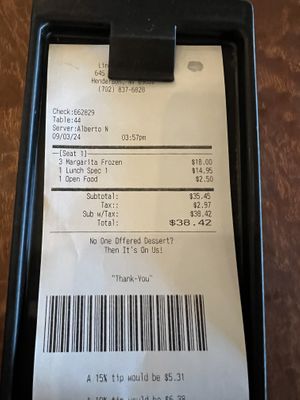 The check  at Lindo Michoacan in Henderson