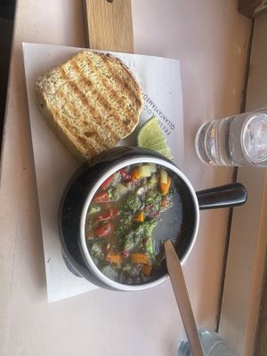 Lentil soup  at Sunshine Cafe in Ollantaytambo