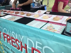 The donut selection at the West End Market  at OMG! Decadent Donuts in Ascot