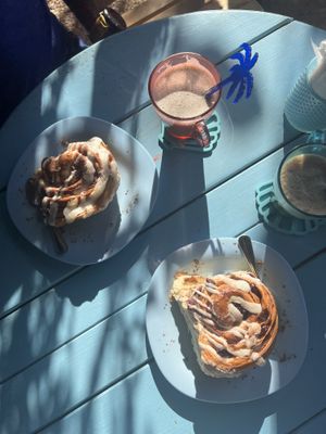 Berry + piña coco cinnamon rolls  at Azul in Puerto Vallarta