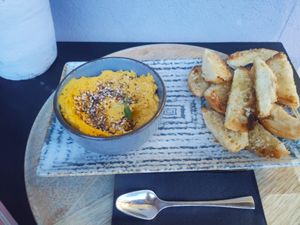 Baked carrot hummus at PlantEat /it/ in Constanta