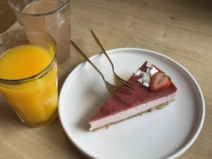 Raw cheesecake, very tasty and not too sweet.  at Easy Peasy in Berlin