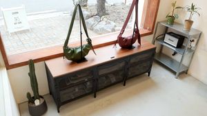 display of purses (cactus leather) at Not Ours - 낫아워스 in Seoul