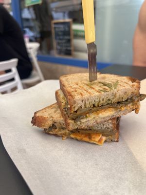 Melted vegan cheese, thyme aubergine, almond vegan pesto & rosemary on sourdough! Absolutely divine! 10/10  at Pantastic in Ibiza