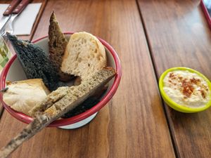 Bread and hummus beforehand   at To Be in Playa Del Carmen