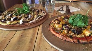 Mushroom and Pumpkin Pizzas at Mandala & Co in Mermaid Beach