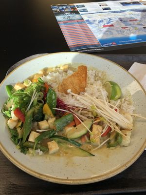 Thai Curry (Photo was too late taken… the fork destroyed the art already 🙊 but it was very nice 😁)  at Falcon Marktrestaurant in Soelden