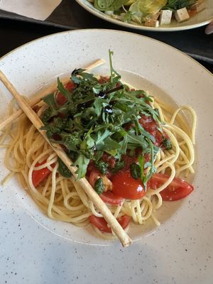 Spaghetti Pomodoro without cheese (13€)  at Falcon Marktrestaurant in Soelden