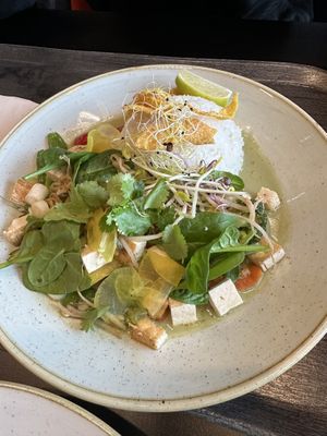 Green Thai Curry Tofu (18€)  at Falcon Marktrestaurant in Soelden