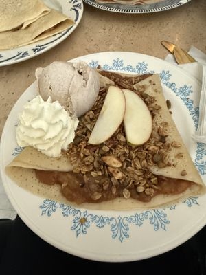 Seasonal vegan apple crisp with cinnamon ice creamm  at Seven Swans Creperie in Kansas City