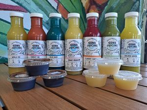Rotating House made cold-pressed juices. We rotate through 243 family recipes (and counting!) at Gone Juicing Cafe in New Port Richey