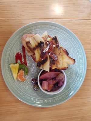 Vegan French Toast at The Good Earth Cafe in Dunedin