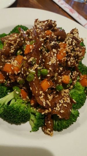 sesame ";beef"; with broccoli  at Blossom Vegetarian in Renton