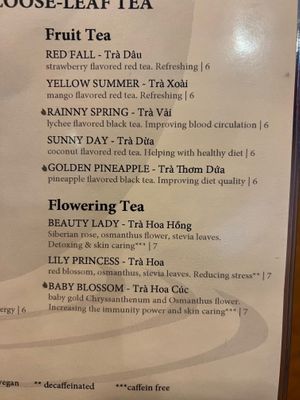 fancy tea options!  at Blossom Vegetarian in Renton