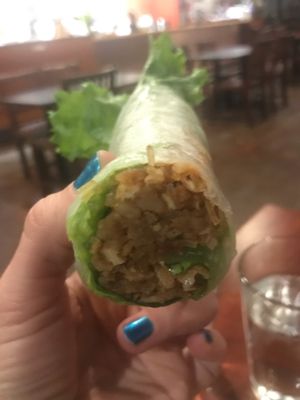 The “pork” rolls are filled with delicious savory goodness!!!  at Blossom Vegetarian in Renton