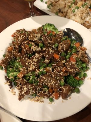 Sesame Beef - the BEST!! at Blossom Vegetarian in Renton