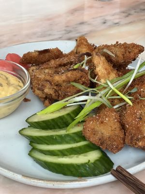Fried oyster mushroom  at Good Night in Woodstock