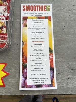 Menu  at The Shakery Smoothie Bar in Cedar Falls