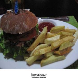 Vegan burger + fries at OMPH at Omph in Nha Trang