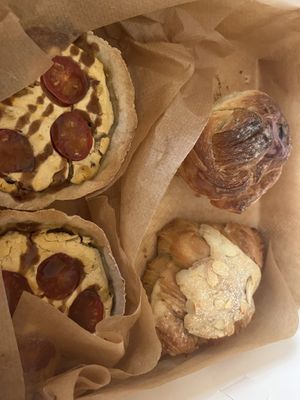 Cherry cruffin, almond croissant and tomato tarts  at Toast Bakery in Cwmfelinfach