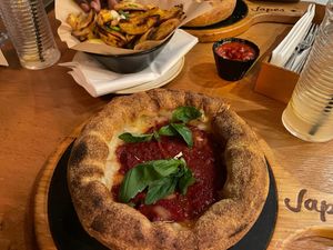 Margherita with vegan cheese  at Japes in London