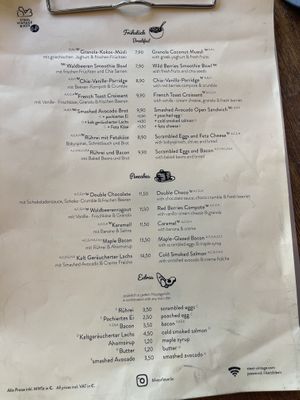 Menu Card  at Steel Vintage Bikes Café in Berlin