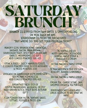 Example of brunch menu  at Tam's Kitchen in Paignton