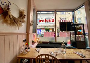 Seating in the window at Tam's Kitchen in Paignton