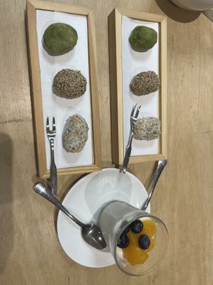 Mochi and panacotta  at Taguchi-Ya in Totnes