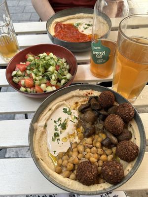 Hummus Sabich, Hummus Complete and Arabic Salad at Hummus Bar - Oktober in Budapest