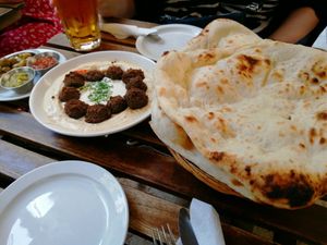 Hummus plate falafel and extra olives. at Hummus Bar - Oktober in Budapest
