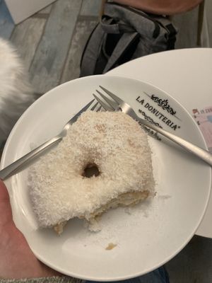 Milky coconut vegan donut  at La Donuteria in Olomouc