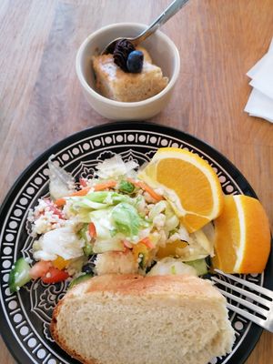 Vegan dessert and food from the salad bar at Whatever in Tampere