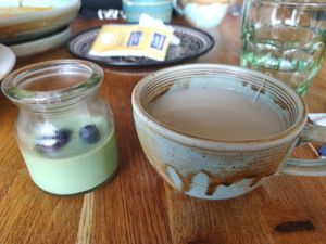 Tea and matcha pannacotta at Whatever in Tampere