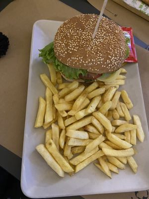 Burger & chips  at KISA'  in Lagos