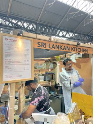 The stall in Old Spitalfields Market  at Karapincha Sri Lankan Kitchen in East London