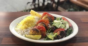 Veggie kabob and rice   at Daryoush Persian Cuisine in Walnut Creek