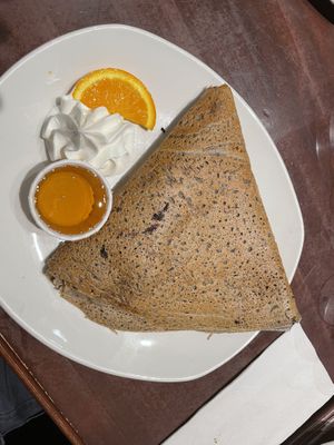 Raspberry, maple syrup and whipped cream (dairy cream)  at Le Casse-Crêpe Breton in Quebec