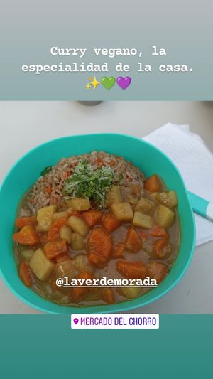 Curry preparado artesanalmente + yakimeshi at La Verde Morada in Monterrey