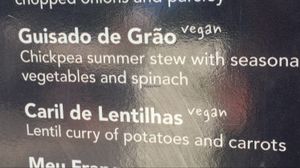 vegan options  at Meu Limao in Lagos