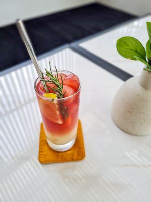 Rose Ginger - Rosella tea mixed with ginger and lemon grass and soda water. at Sauce Tree Kuta in Kuta