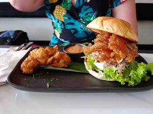Shroom burger and cauliflower bites at Sauce Tree Kuta in Kuta