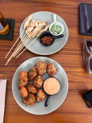 cauli wings 10/10 
satay 10/10 (wish it had peanut sauce though)  at Sauce Tree Kuta in Kuta