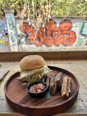 Nemo Burger & sweet potato fries   at Sauce Tree Kuta in Kuta
