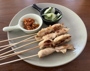 Satay skewers  at Sauce Tree Kuta in Kuta