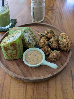 Brorito Wrap with Crispy Cauliflower Wings #Veganuary at Sauce Tree Kuta in Kuta