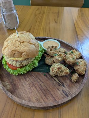 Sauce Tree Burger with Cauliflower Wings at Sauce Tree Kuta in Kuta