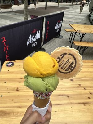 Matcha and mango ice cream  at Hello Oriental in Manchester