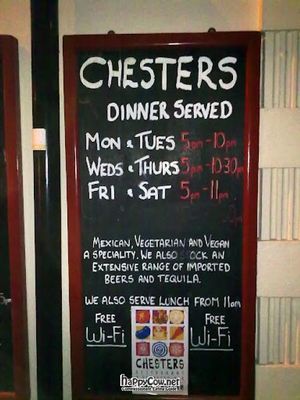 Chesters - Outside Board at Chesters Restaurant and Bar  in Worcester